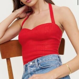 Reformation Jenna Top Red Size 2